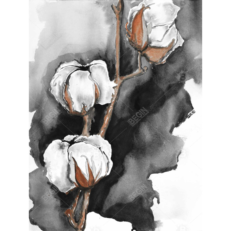 Cotton flowers on a black background Bath Mat with Non-Slip Backing - Quick Dry Memory Foam Bathroom Rug - Absorbent - Modern Plush Spa-Style - Machine Washable