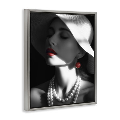 Red Lipstick Fashionista Framed Floater Canvas Wall Art by Ziwei Li