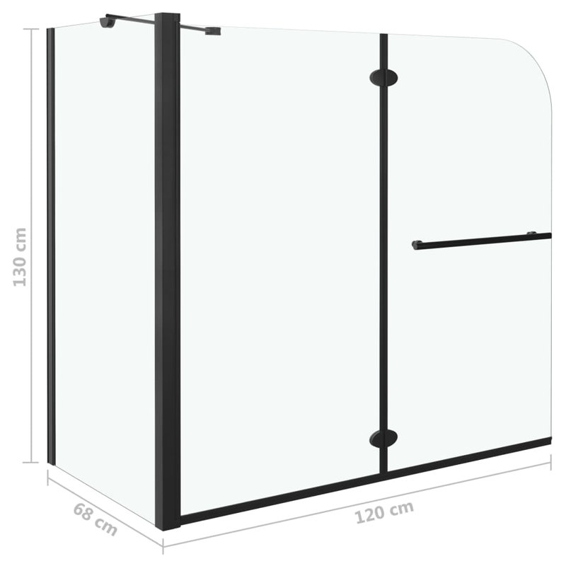 Mulhall 680mm W x 1300mm H Folding / Bi-Fold Semi-Frameless Bath Screen with Clear Glass