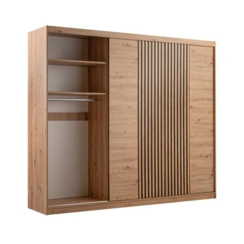  Sonoma Bionda 250 Sliding Wardrobe - Mirrored Doors with  Vertical Lamelas, White