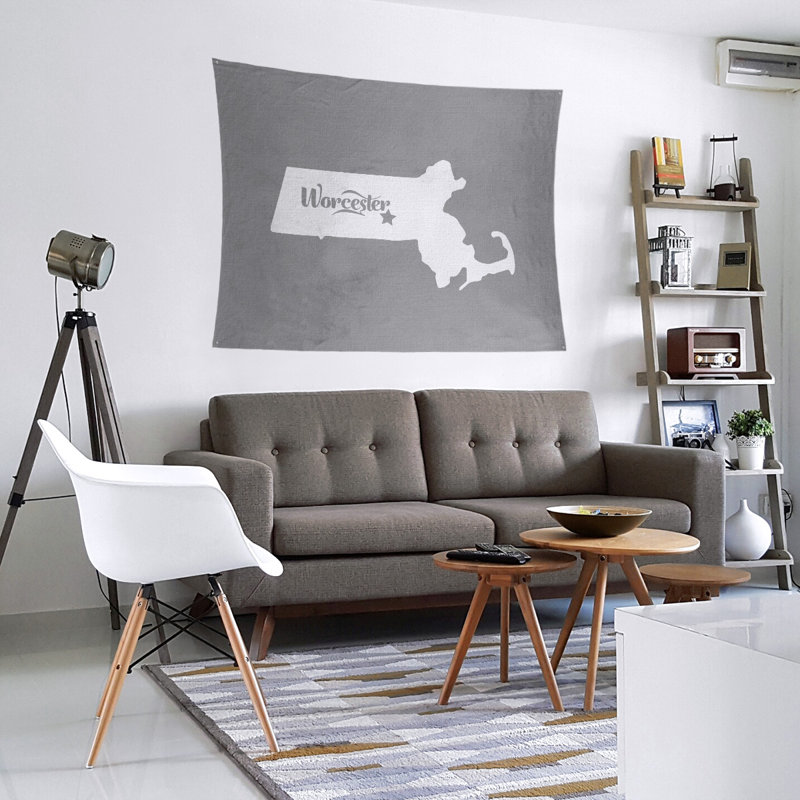 Tapisserie murale Worcester, Massachusetts, H 68 po x l 80 po, Gris