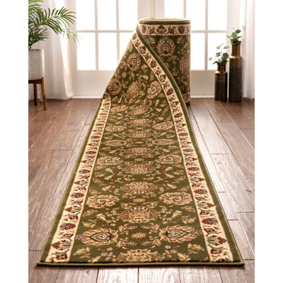 Duplantis Abbasi Green Custom Size Hallway Stair Runner - Traditional Oriental Carpet