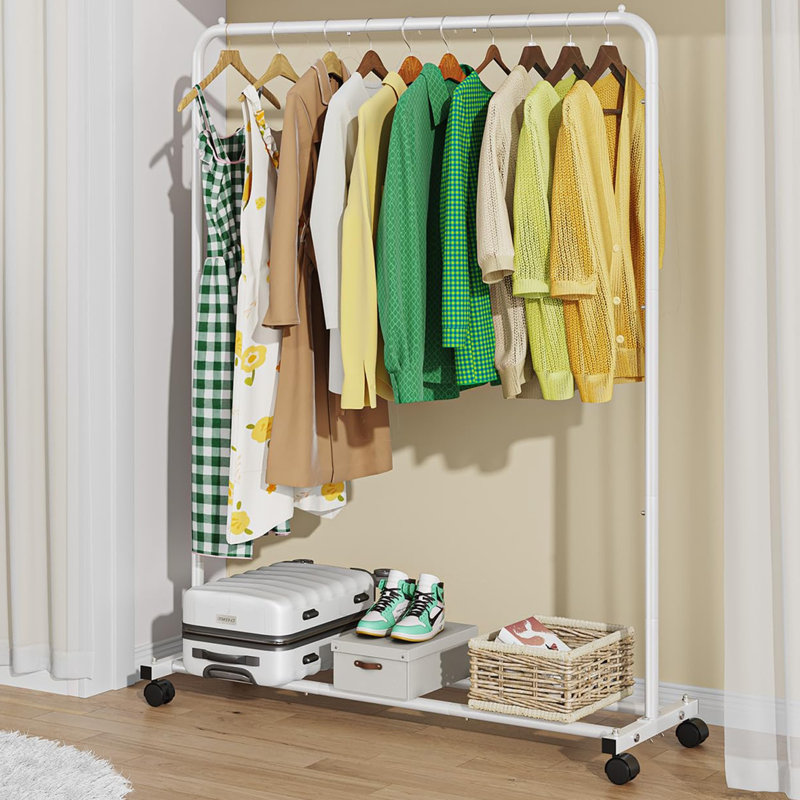 43.5 " Steel Clothing Rack, Blanc