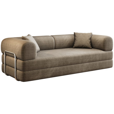 78.8" Compression Convertible Floor Bed With Support Comfy Futon In Camel Corduroy Fabric Boneless Modular Sectional For Living Room No Assembly Hassles High - Quality Comfortable Sleep Bedroom Tools