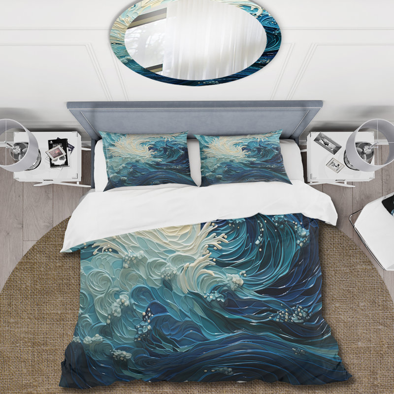 Glacier Glacial Spiral Pointillism I - Ensemble de housse de couette Paysages - Microfibre de polyester