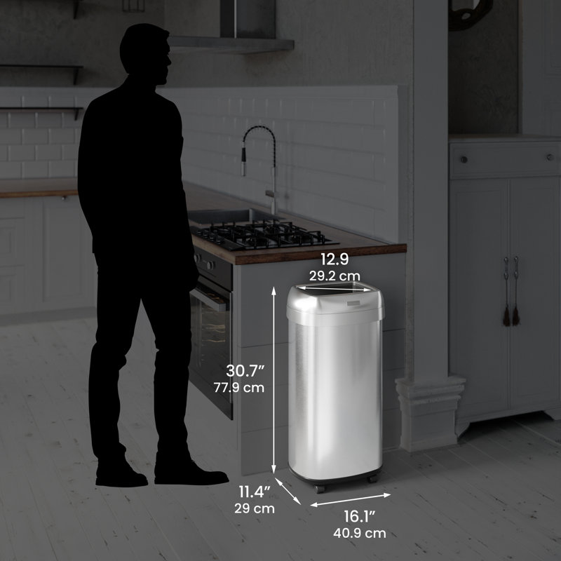 Poubelle de cuisine à dessus ouvert avec roulettes Itouchless, 16 gal