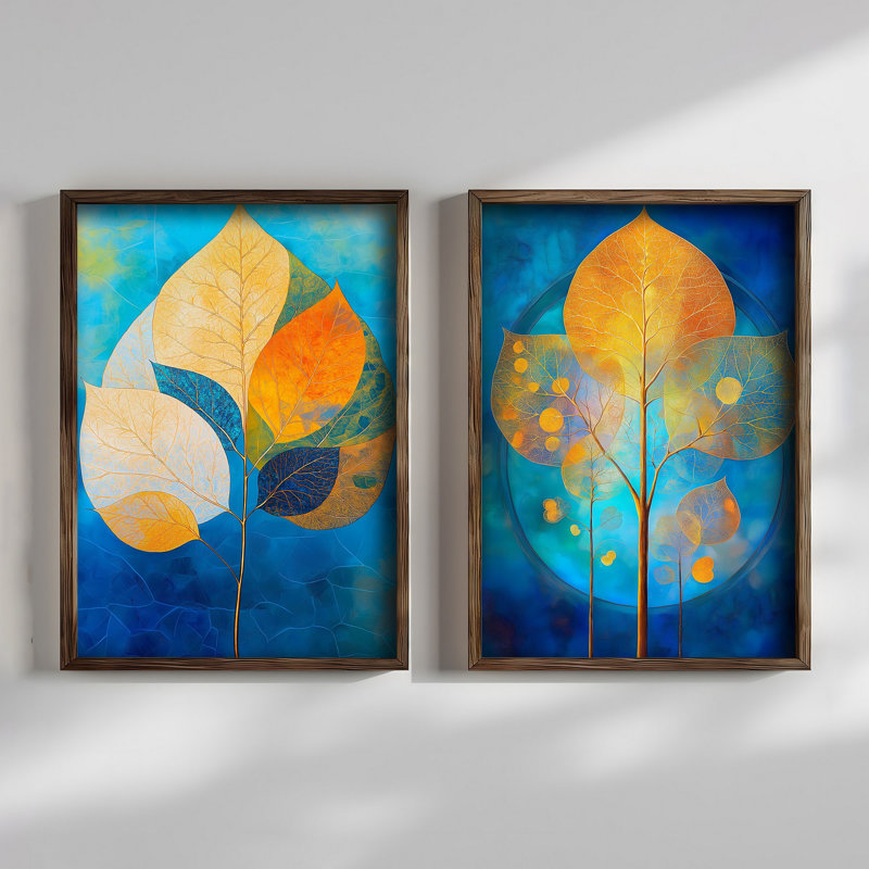 Elegant Decorative Framed MDF Paintings (2 Pieces), Pine Wood Frame, 27.6 x 19.7 x 0.1 inches | 100% MDF, Thickness: 0.1 inches | UV Printed Artwork, Perfect for Living Room & Office Décor, Stylish & Modern Design