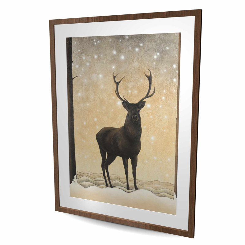 Roe Deer in Winter - Reproduction matte encadrée pour le décor de la chambre à coucher, H 48 po x l 36 po