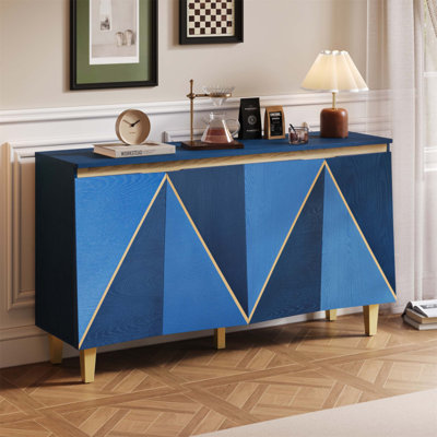 Retro 4-Door Buffet Cabinet With Adjustable Shelves And Distressed Finish For Elegant Storage In Dining, Kitchen, And Living Areas