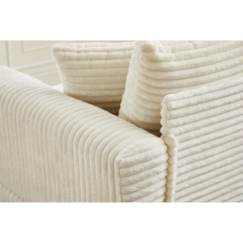 Canapé modulaire moderne 2 avec housses de coussin en velours côtelé beige, 2 coussins, 2 pièces, 210 x 142 x 78 cm, canapé modulaire à assemblage rapide et facile