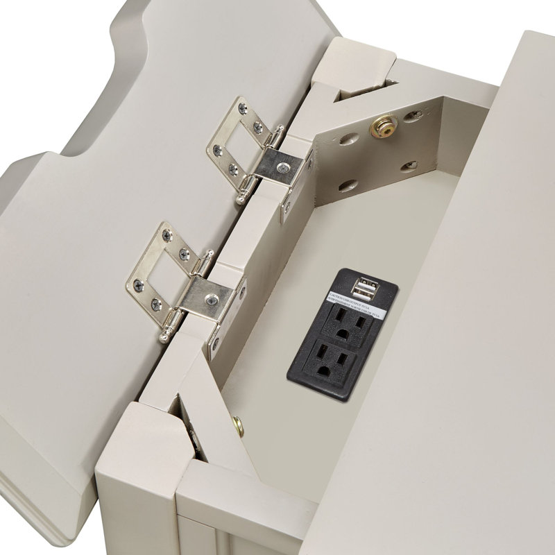 End Table with Power Outlet, Silver Birch