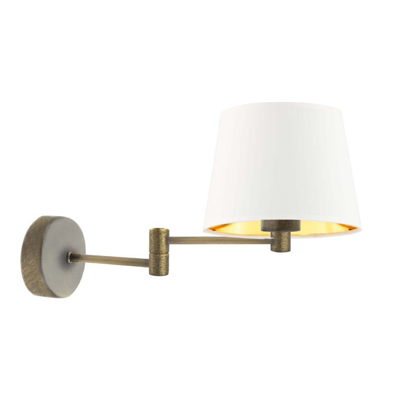 Surratt Steel Swing Arm Sconce, Gold, White