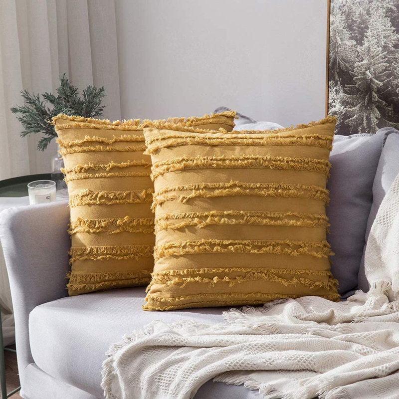 Square Pillow Cover, Yellow, 17.71"H x 17.71"W