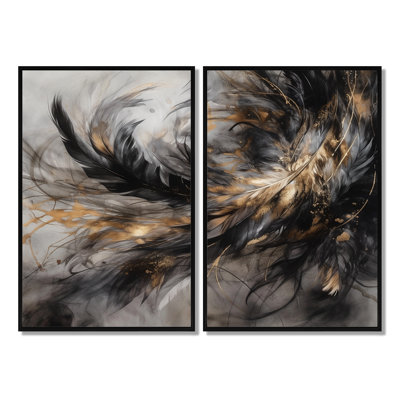 Or et noir Expressions de la liberté I - art mural traditionnel orange