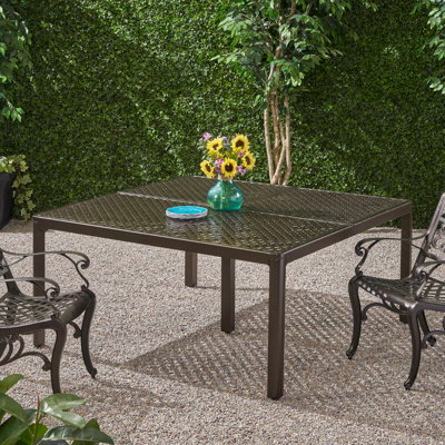Alletha Rectangular Metal Outdoor Dining Table , 61.25'' in. W 61.25'' in. D
