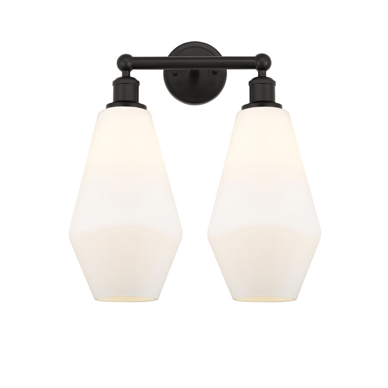Éclairage pour meuble-lavabo à intensité variable 2 lumières Amylea, Boîtier blanc mat, Bronze frotté à l'huile