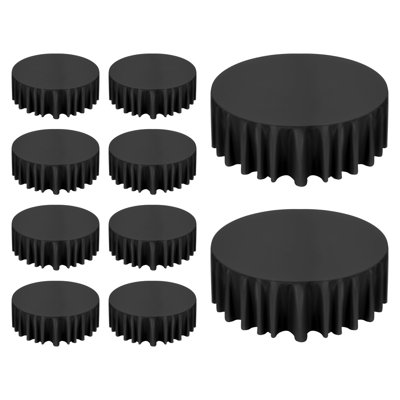 Black Round Tablecloths, 120 Inches in Diameter, Stain- & Wrinkle- Resistant, Machine Washable Table Clothes, Polyester Fabric Table Covers for Wedding, Party, Banquet, Formal Events