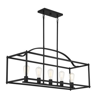 Hanne 5 - Light Kitchen Island Linear Pendant in Matte Black