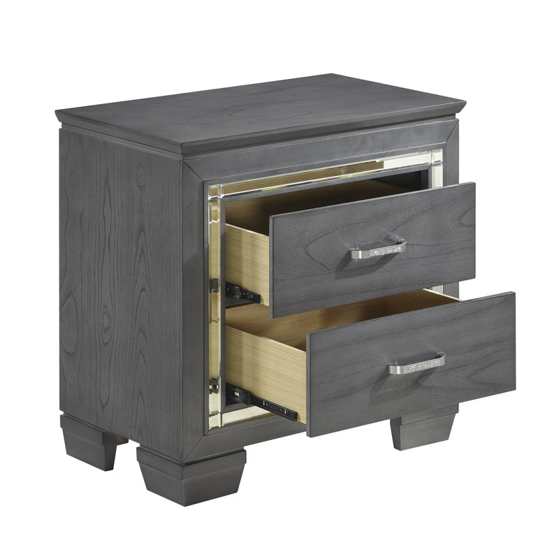 Table de chevet 2 tiroirs Oscar, Gris