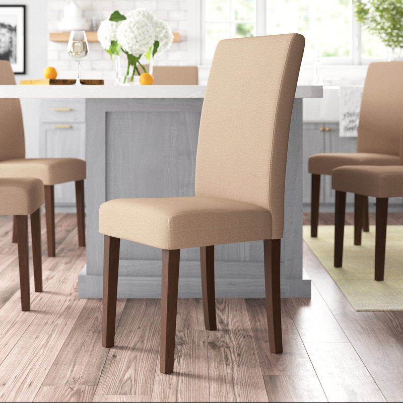 Arruda Upholstered Parsons Chairs-Panel Stitching, Beige
