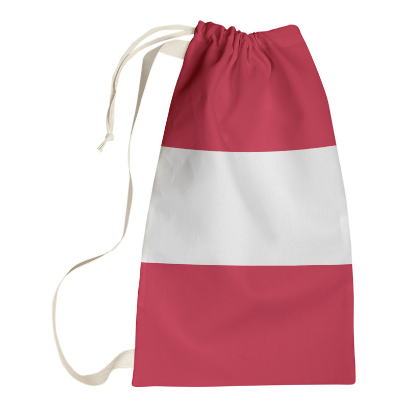 Fabric Laundry Bag with Handles, Small ( 29" x 18" x 1.5"), Red/White/Red