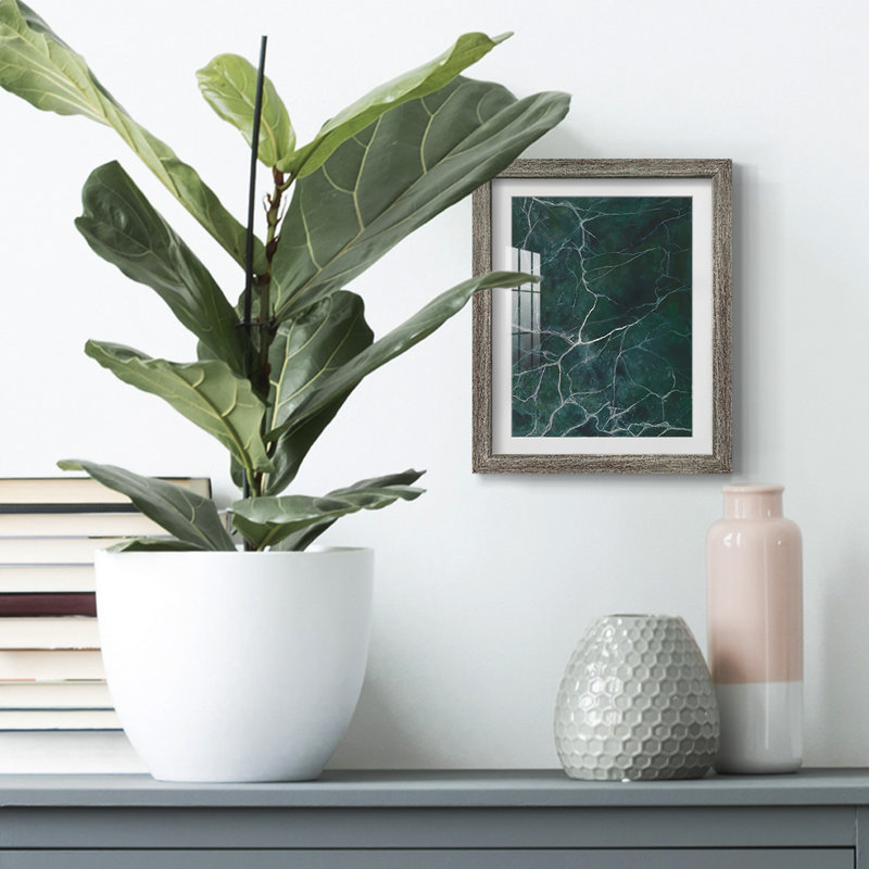 Jade marbre II, Blanc, Papier encadré argent vieilli