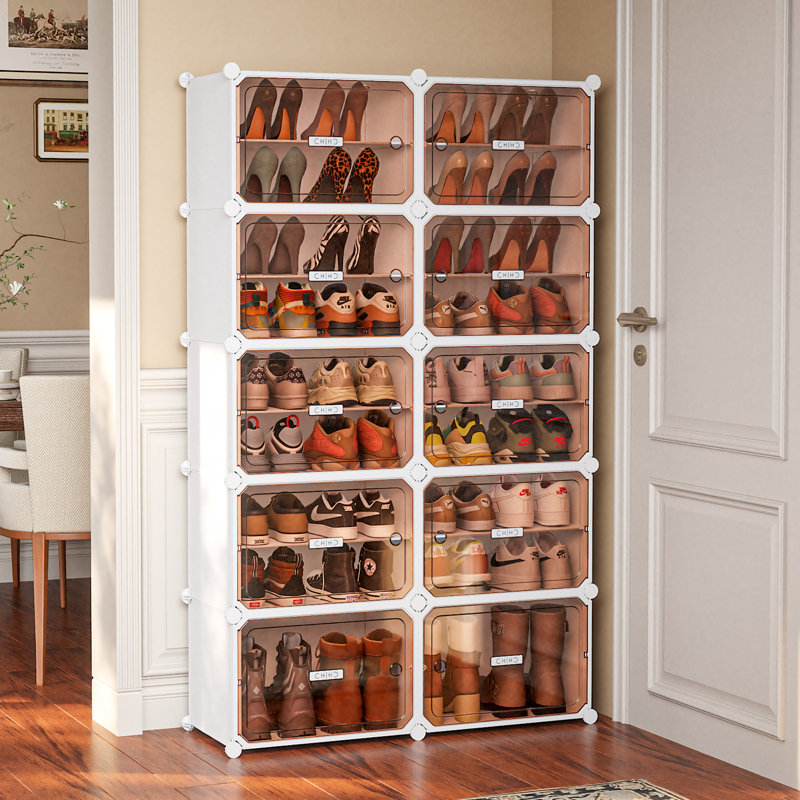 Shoe Rack,Expandable Multi-Functional Shoe Cabinet with Door, Up to 40 Pairs of Shoes., 10 tier