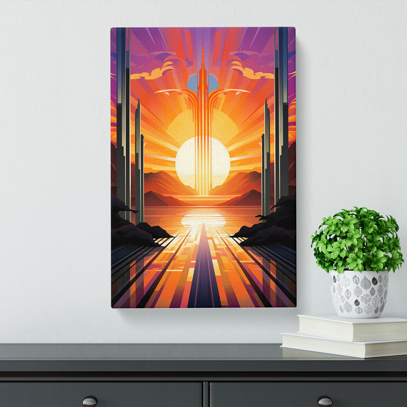 Deco Sunset Futurism - Print, 50cm H x 35cm W x 3cm D