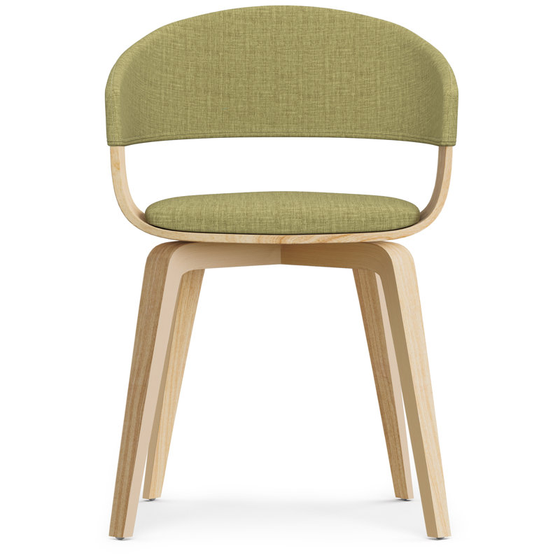 Lowell Bentwood Upholstered Dining Chair with Curved Backrest in Mid-Century Modern Style, Acid Green