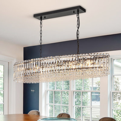10-Light Kitchen Island Oval Crystal Chandelier 