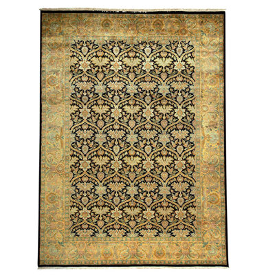 Tapis beige / noir noué à la main
