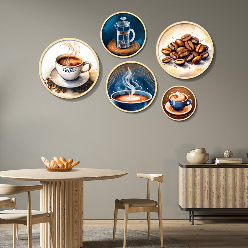 Elegant 5-Piece Decorative Framed MDF Painting Set, 17.1 x 17.1 inches & 14.6 x 14.6 inches & 12.2 x 12.2 inches & 10.2 x 10.2 inches & 7.1 x 7.1 inches | 100% Solid Wood Frames, Perfect for Home Décor & Gallery Walls