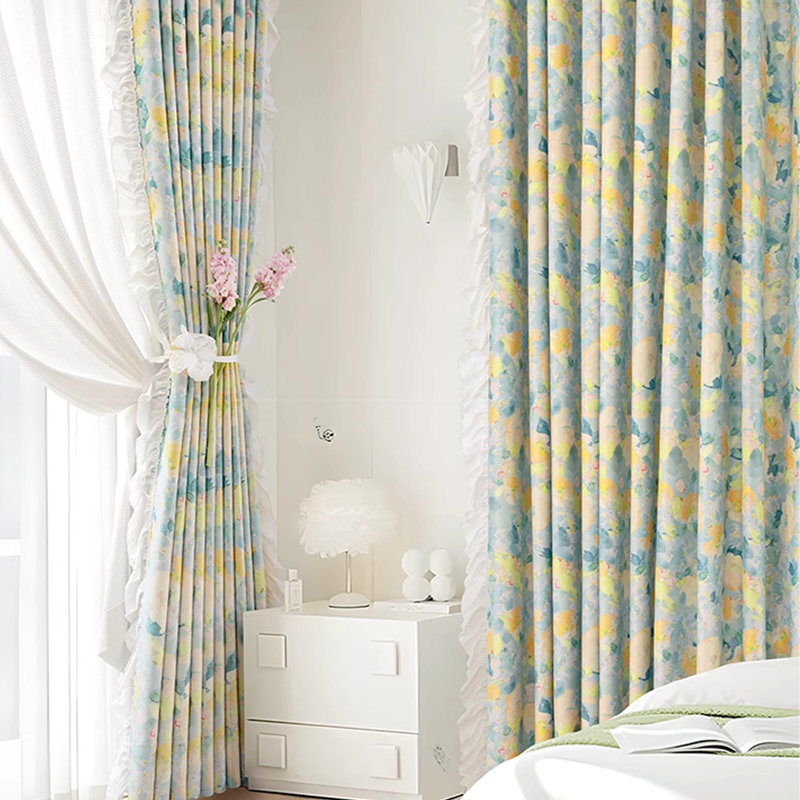 Rideaux à motif floral pour rideaux de fenêtre à motifs pour la salle à manger 2 panneaux, L 70 po x H 78 po