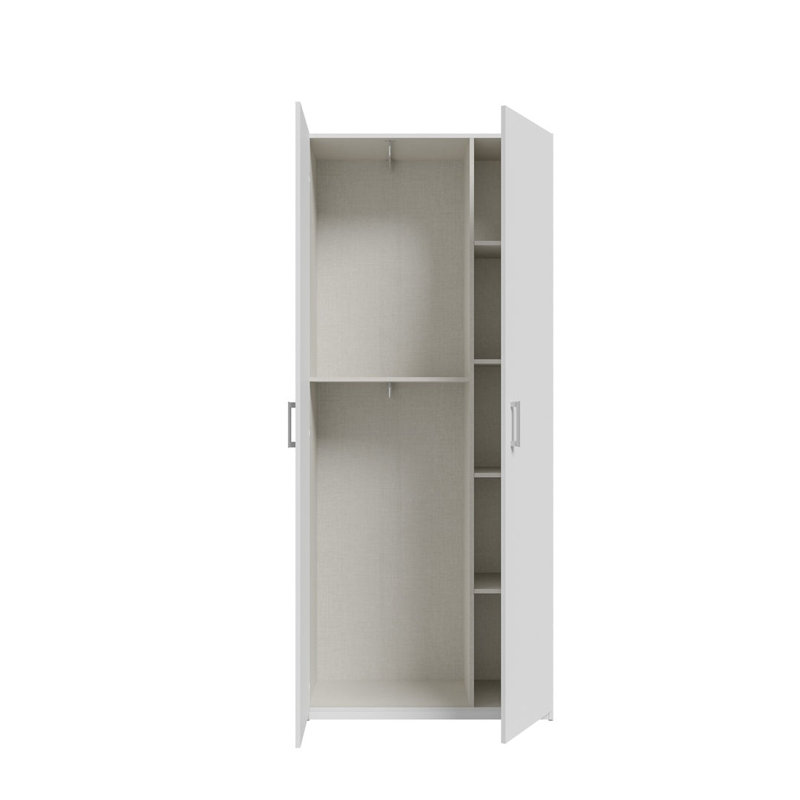 Charil 2 Door Wardrobe with Shelves in White, 89 cm