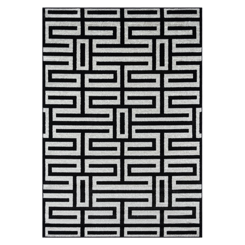 Vladya Grey Abstract Geometric Area Rug, Rectangle 2' x 3'3"