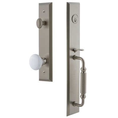 Fifth Avenue One-Piece Complete Inactive Dummy Handleset with F Grip and Hyde Park Knob