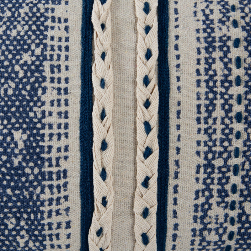 Rectangular Cotton Pillow Cover & Insert, Dark Blue/Natural