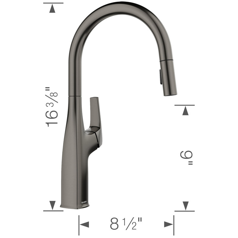 Rivana High-Arc Pull-Down Dual-Spray Kitchen Faucet, Satin Dark Steel