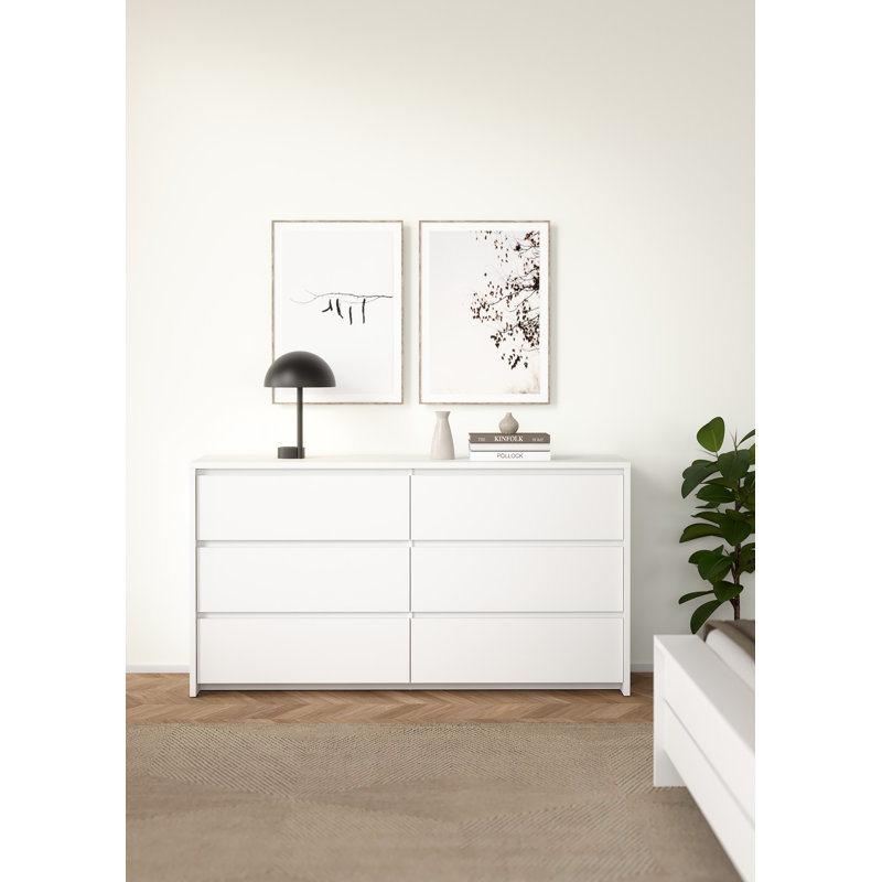 Commode double 6 tiroirs Amily, Blanc