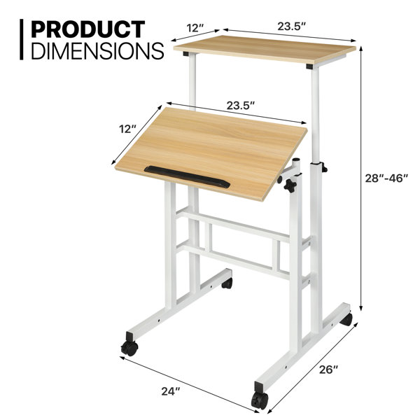 Jakyb Standing & Height-Adjustable Desks Latitude Run Color (Top/Frame): Oak Natural/White, Size: 46.46'' H x 55.12'' W x 23.62'' D