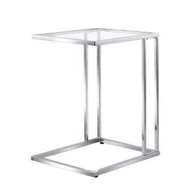  Contemporary 25" Chrome and Clear Glass Square End Table