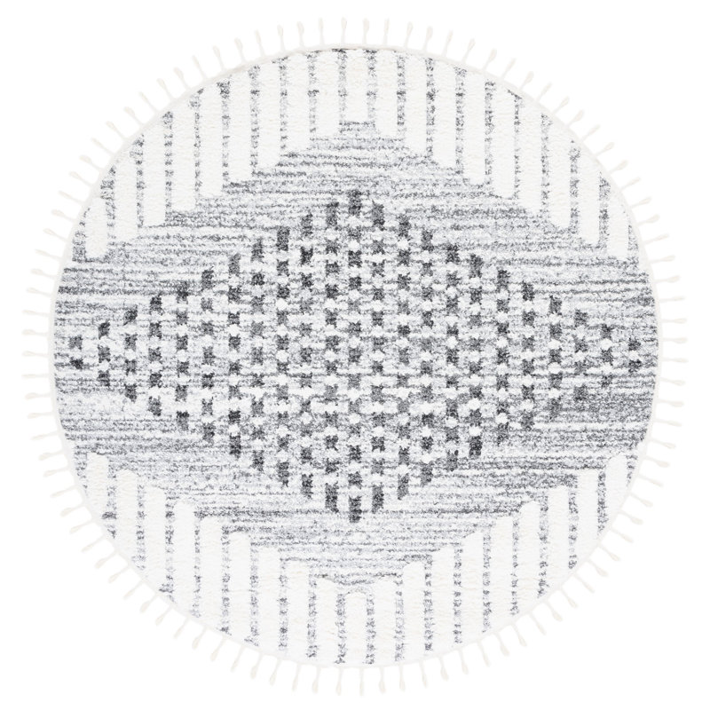 Moroccan Tassel Shag Performance Southwestern Rug, Round 6'7"