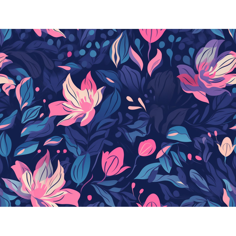 Machine Printed Duvet Cover, Queen Duvet Cover, Navy/Pink