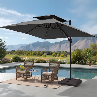 Parasol en porte-à-faux carré 118 "avec base lestée 118"
