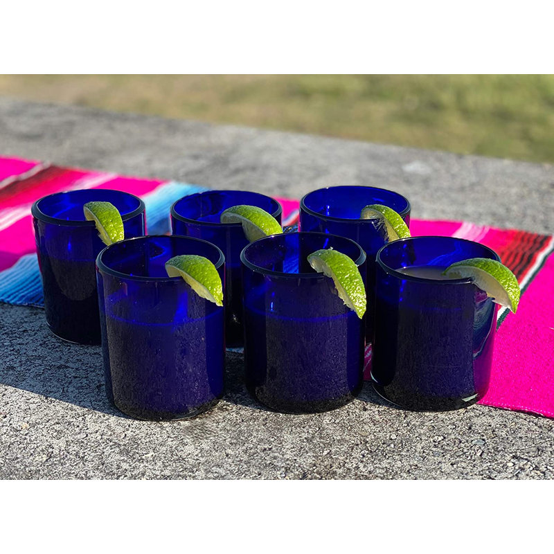 10 oz. Cobalt pur mexicain soufflé à la main Zaliki Verres à gobelet