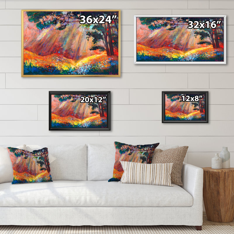 «Autumn Forest Paitning», reproduction sur toile, H 12 po x l 20 po x P 1 po, Toile encadrée flottante dorée