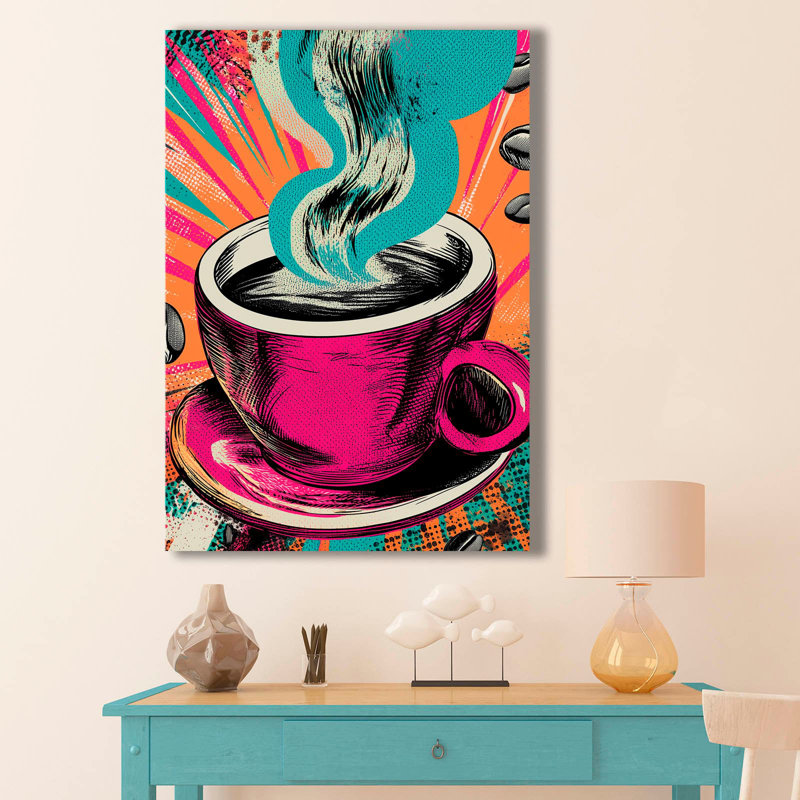 Art mural Pop Art Coffee Cup - 17,7 po x 27,6 po, H 27,6 po x l 17,7 po