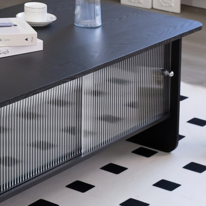 Table basse 47 po avec porte coulissante en verre