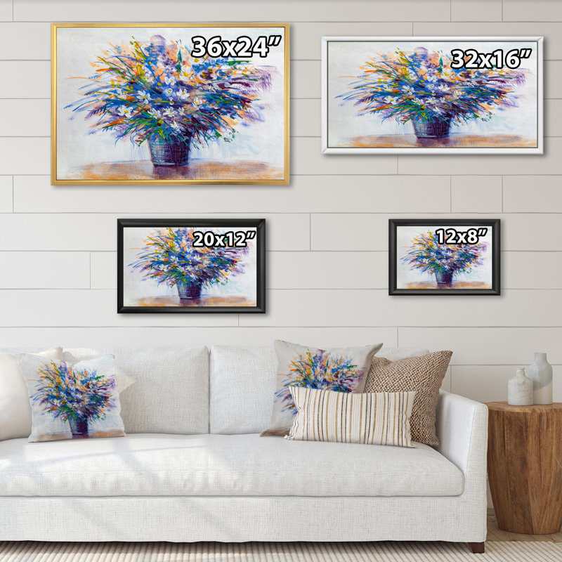 " Flower Vase ", 8" H x 12" W x 1" D, Gold Floater Framed