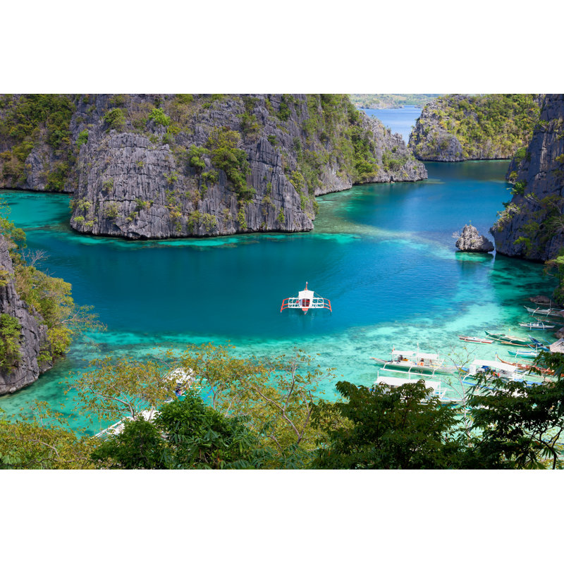 Blue Lagoon At Kayangan Lake by Fototrav - No Frame Print on Canvas, 61cm H x 91cm W